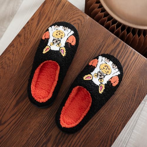 Image of Womens Mens House Slippers Retro Comfy Warm Plush Slip on Fluffy Memory Foam Home Sippers for Winter Indoor Outdoor