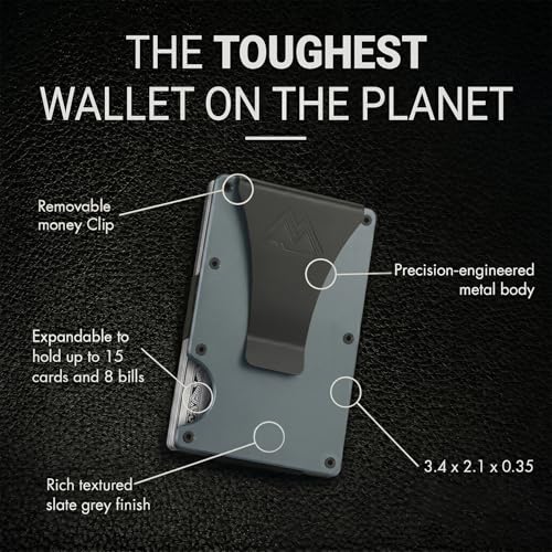 Image of Mountain Voyage Co Minimalist Wallet for Men & Women - Slim RFID Wallet, Scratch Resistant, Credit Card Holder & Money Clip, Easily Removable Money & Cards, (Matte Grey)