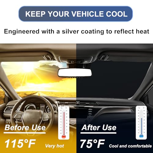 Image of Windshield Sun Shade for 2018-2024 Toyota Camry Accessories Foldable Front Window Shade 310T Thickened Protect from Sun Rays & Heat Damage Fully Covered to Keep Car Cool