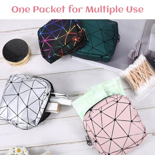 Image of 4Pcs Sanitary Napkin Storage Bag, Portable Period Bag for Teen Girls Woman, Pad Pouch Tampon for Purse, Reusable Zipper Period Pouches for Teen School Office Travel Feminine Care Organizer, Diamond