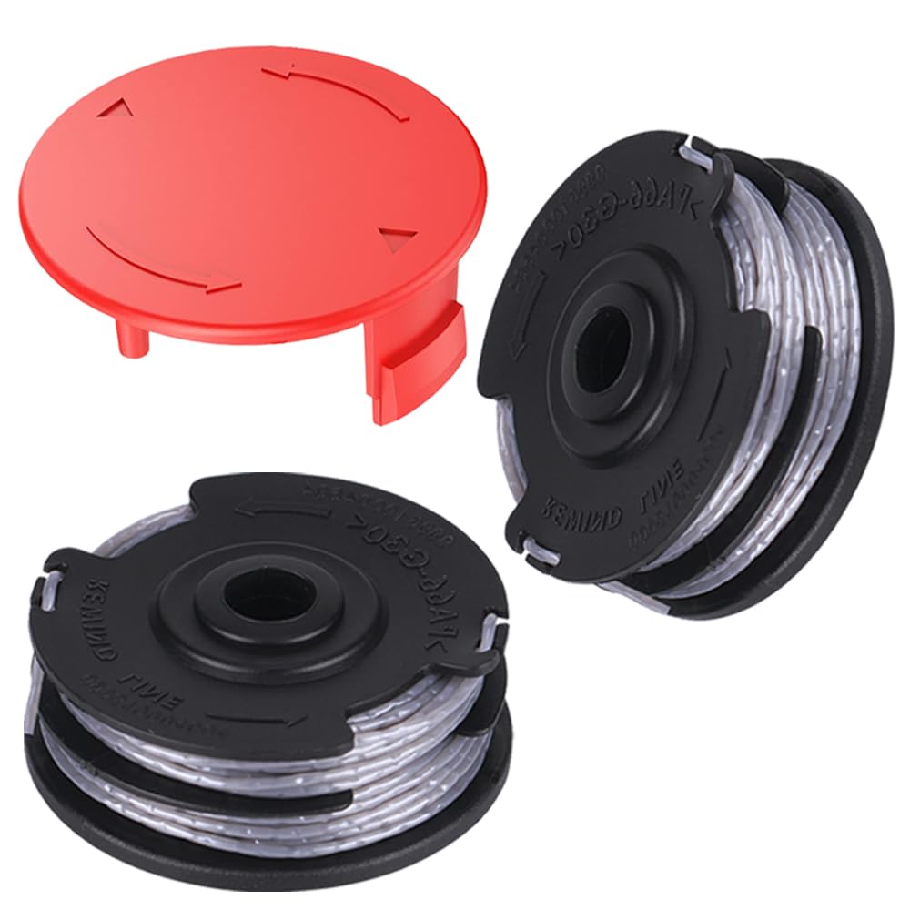 Dgwangge Ws-Bos-2C-2+1(Hong) 2Pcs Replacement Strimmer Line 1Pcs Spool Cover Cap,Compatible With Bosch Advanced Grasscut 36,Art 36-36 Li,Art24/24+,Art 27/27+, Art 30/30+ Standard Double Autofeed Nylon Spool Wire