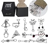 High Difficulty - 12 Pieces Metal Wire Brain Teaser - Assembly & Disentanglement Puzzles Toys - Magic Trick Toys Puzzles Set - Ideal Gifts Kids Adults (Set C)