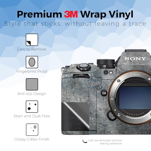 Image of Glossy Glitter Camera Skin Compatible with Sony Alpha 9 III (2024) - Shadow Concrete - Premium 3M Vinyl Protective Wrap Decal Cover - Easy to Apply | Crafted in the USA by MightySkins