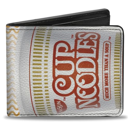 Buckle-Down Men's Foods Wallet, Bifold, Nissin Cup Noodles Vivid Wave White Orange, Vegan Leather, 4.0