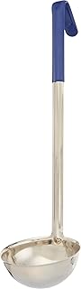 Winco Stainless Steel Ladle with Blue Handle, 8-Ounce, Medium