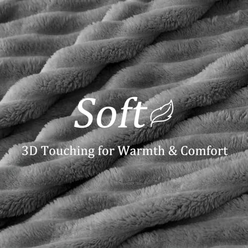Image of BEDELITE Ribbed Twin Blanket for Couch & Bed, Grey, 66 inchx90 inch
