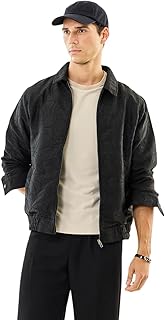 SNITCH Men Casual Jacket | Relaxed Fit Full Sleeve Point Collar Floral Embroidered Design | Lightweight Polyester Blend &amp; ...