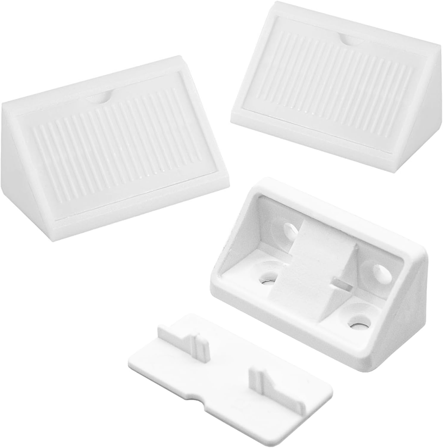 50 PCS 90 Degree Corner Brackets, White Plastic Corner Braces, Shelf Cabinet Door Corner Bracket for Furniture Jointing Blocks, Kitchen Bookcase, Closet, Wardrobe, Cupboard Supports