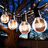 Romasaty 25FT String Lights, G40 Outdoor String Lights Edison Light Bulbs Clear Globe Lights for Backyard Patio Lights Indoor/Outdoor Commercial Decoration -5 Watt/120 Voltage/E12 Base -Black Wire