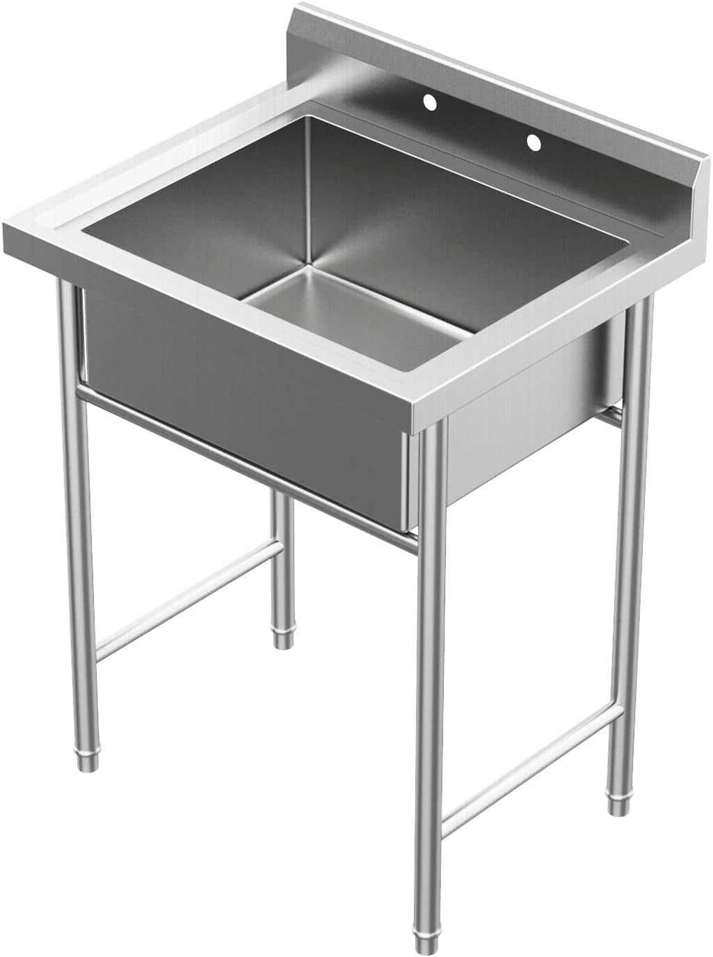 ROVSUN Commercial Single Bowl Kitchen Sink, 304 Stainless Steel, Free Standing Utility Sink for Kitchen, Laundry Room, Garage, Restaurant, 31.9’’×18.11’’×27.95’’