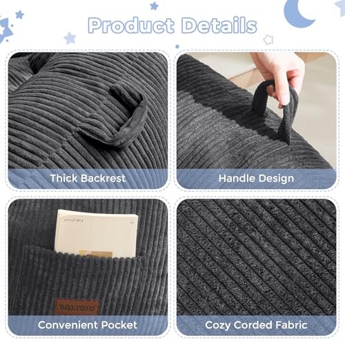 image for MAXYOYO Kids Bean Bag Chair, Bean Bag Couch with Handle, Comfy Toddler