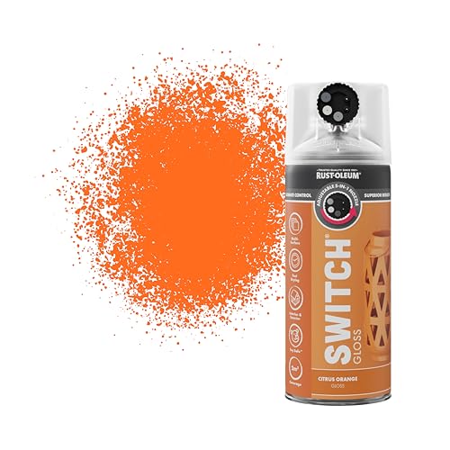 Rust-Oleum Switch 5 in 1 Nozzle Multi Surface Topcoat Decorative Spray Paint Aerosol 400ml Citrus Orange Gloss Finish