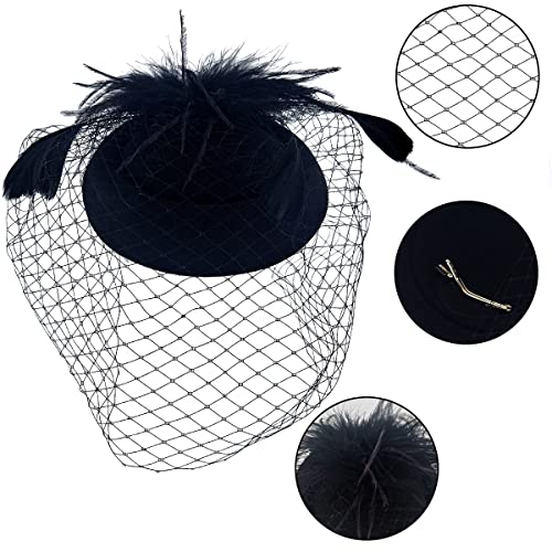 Retro Fascia Piuma Cappello Fiore Clip del