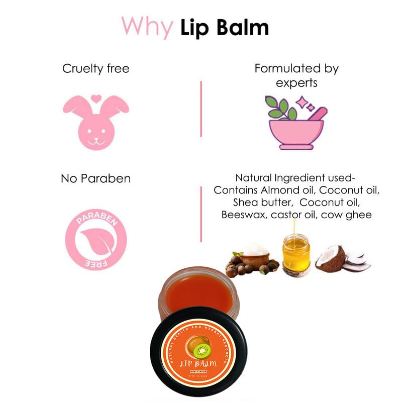 Natural Health and Herbal products Tropical Kiwi Bliss Lip Balm - Moisturize and Refresh - Bright Lips long lasting 12 Hrs Miniaturization, Long Lasting, Romantic, Kissable, Smooth Enriched, Care- 8g 1