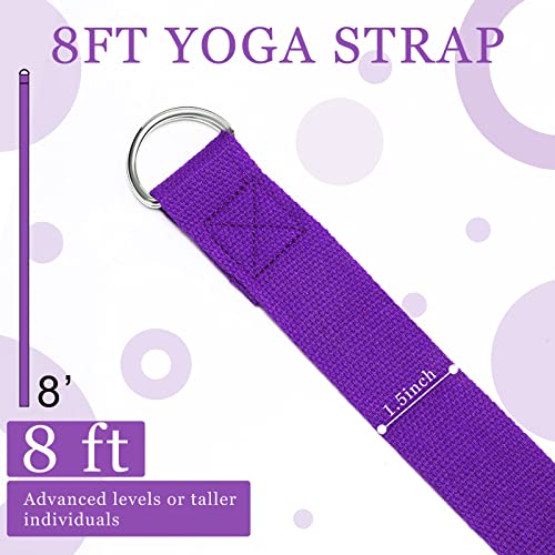 6 Pcs Yoga Strap for Stretching 8 Ft Yoga Exercise Adjustable Straps Yoga Bands with Safe Adjustable D Ring Buckle for Pilates Gym Workouts Yoga Fitness Improves Sitting Posture - Image 4