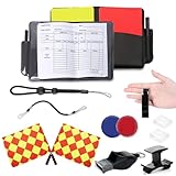 XSYKJGS Schiedsrichter Set, Fußball Schiedsrichter Karten Set mit PVC Rote Gelbe Karte, Pfeifen-Schlüsselband, Schiedsrichterfahnen und Tasche Punktebuch für Fußballspiel Schulsport Sport