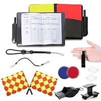 XSYKJGS Schiedsrichter Set, Fußball Schiedsrichter Karten Set mit PVC Rote Gelbe Karte, Pfeifen-Schlüsselband, Schiedsrichterfahnen und Tasche Punktebuch für Fußballspiel Schulsport Sport