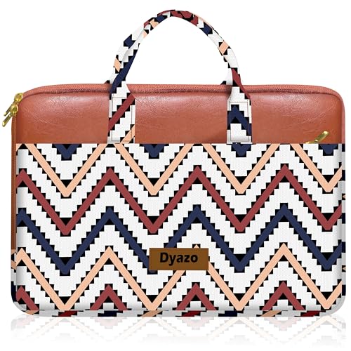 Image of Dyazo Laptop Sleeve Bag 15 to 15.6 Inch for Woman | Jute & Vegan Leather Handcrafted Slim Case with Zipper | Stylish & Durable Office Laptop Bag for Work, College and Travel