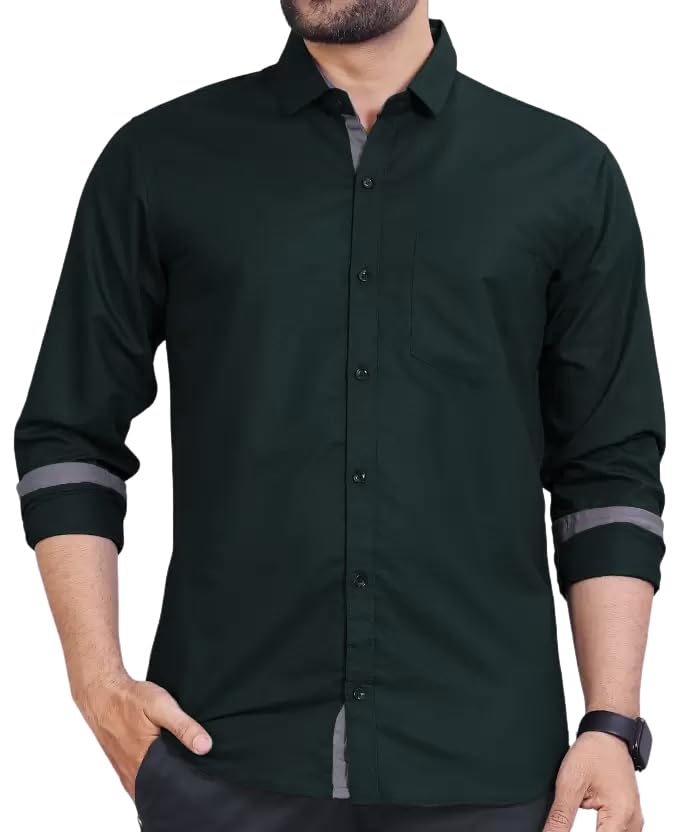Image of Tee Projekt Premium Plain Cotton Shirt for Men | Cotton Shirt | Casual Shirt | Solid Shirt | Full Sleeves | Formal Shirt