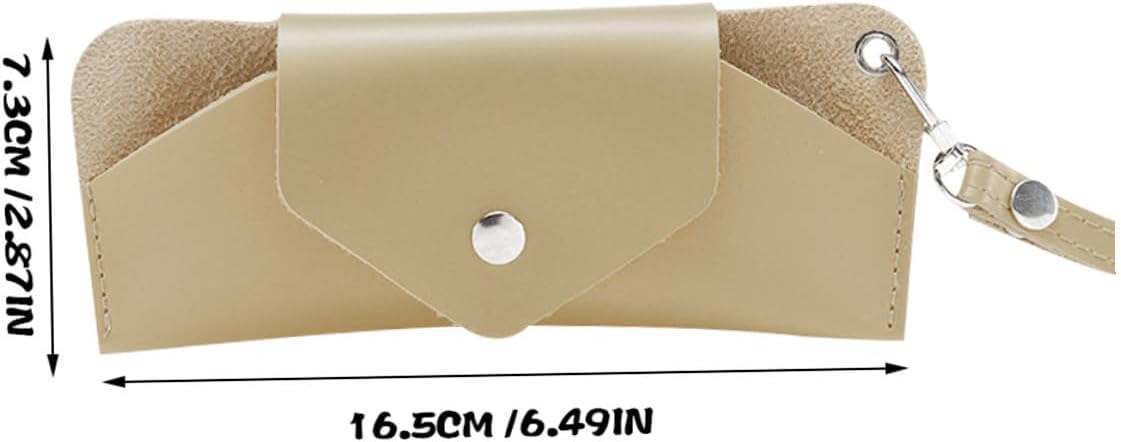 Portable Hanging Glasses Case Soft Eyeglass Pouch Milk Tea Khaki Color Convenient Eyeglass Accessory for Travel and Outdoor Use image 2
