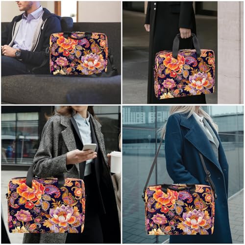Maletín para portátil de 16 pulgadas floral rojo impermeable miniatura 2