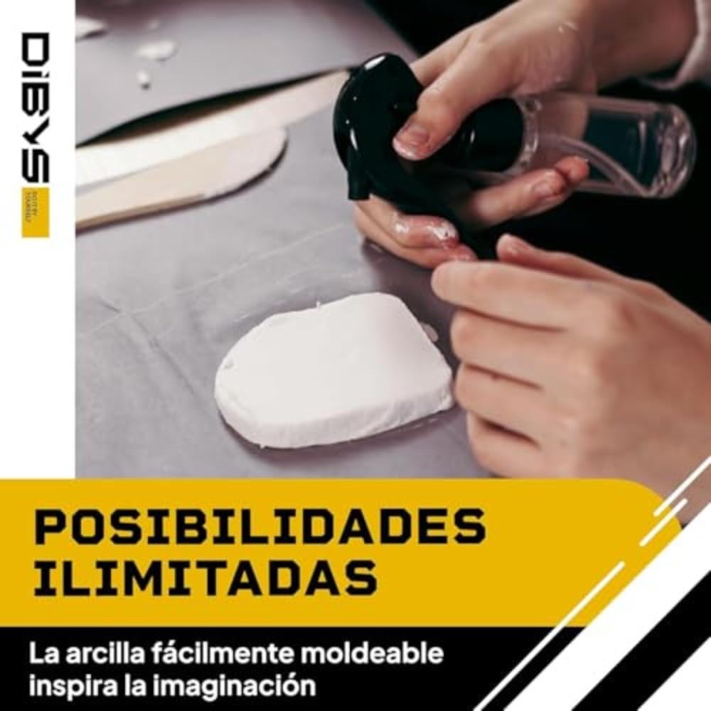 DIBYS Kit Arcilla Secado Al Aire Blanca Juego Alfarería con Herramientas de Modelado, Arcilla Blanca, Pinturas y Pinceles Kit Manualidades Adultos Kit de Cerámica para Modelar