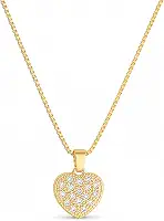 Colar Coração com Pedras Zircônias Semi Joia Banhada a Ouro 18k Para Presentear e Ocasiões Especiais Antialérgico 45cm Embalagem Presente - Stella Semi Jóias