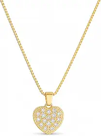 Colar Coração com Pedras Zircônias Semi Joia Banhada a Ouro 18k Para Presentear e Ocasiões Especiais Antialérgico 45cm Embalagem Presente - Stella Semi Jóias
