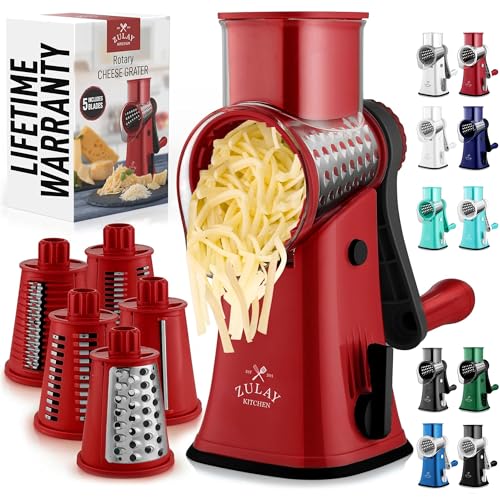 Zulay Kitchen Zulay Rotary Cheese Grater 5 Blade Cheese Shredder cover