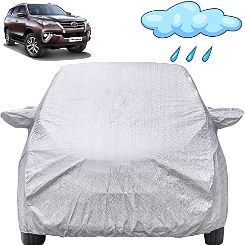 Image of Autofact Waterproof Car Body Cover Compatible with Toyota Fortuner New (2016 to 2021) with Mirror Pockets (Shinning Silver)