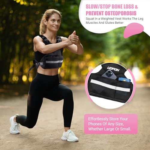 Adjustable Weighted Vest for Women, 6-12 Lbs Rucking Vest with 6 Ironsand Weights, Great Weighted Vest with Plus Pockets & Reflective Strips for Running, Walking, Workout and Strength Training by UOPON - Image 5