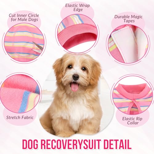 Image of Lukovee Recovery Suit for Dogs, Onesie Spay Neuter Surgery Suit Female Male | Soft Cotton, Easy On Off, Abdominal Wounds Prevent Licking, Prevent Licking Wounds, Cone E-Collar Alternative (Pink, XL)
