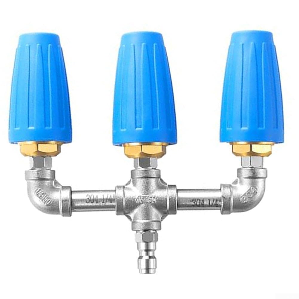 Boquilla triple turbo de 14 mm, conexión rápida para limpiadores de alta presión con rotación de 360°, boquilla 2.0, hasta 4000 PSI, pulverizador de alta presión, boquilla turbo
