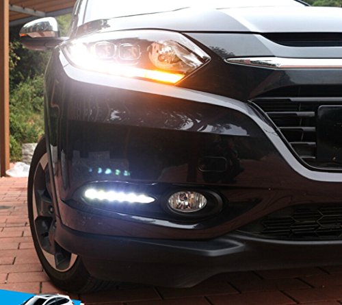 Auptech Oem 1:1 Fit Honda Hr-V Vezel 2014 2015 2016 2017 2018 Daytime Running Lights Fog Cover Led Drl (White Drl + Yellow Turn Signal) #TOP4