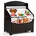 GOPLUS Meuble de Rangement pour Jouets en Bois avec 3 Boîtes en Plastiques Amovibles, 1 Tiroir avec 2 Roues, Étagère de Jouets Stable pour Chambre d’Enfant, Salle de Jeux, 63,5 x 38 x 76CM (Café)