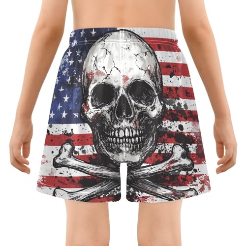Toddler Pirate Skull American Flag Boys Swim Trunks with Compression Liner 4T 202c09552