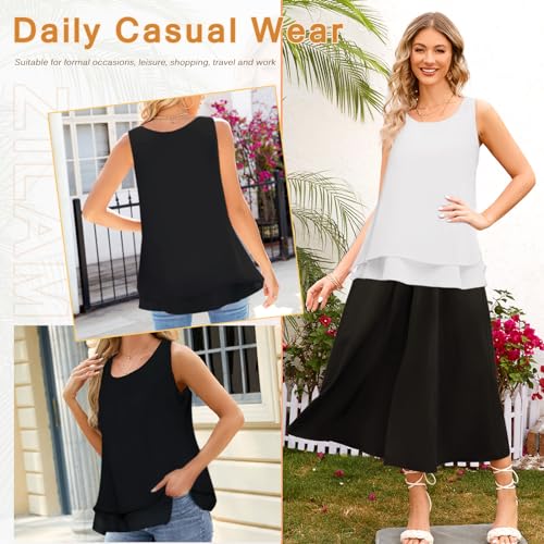 Zilams Camiseta Chaleco Mujer Verano Camisole Sin Mangas Elegante Camisa Blusa Suelta Shirt Tank Tops Informal Playa