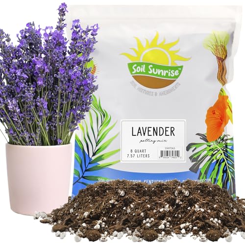 Soil Sunrise Lavender Potting Soil Mix (8 Quarts) Indoor/Outdoor Container Gardening Blend for...