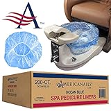 Americanails Premium Spa Pedicure Chair Bath Liners, Fits All Pedicure Spas, Salon Quality Sanitary Disposable Plastic Pedicure Liners with Elastic Band - 200 Count, Ocean Blue