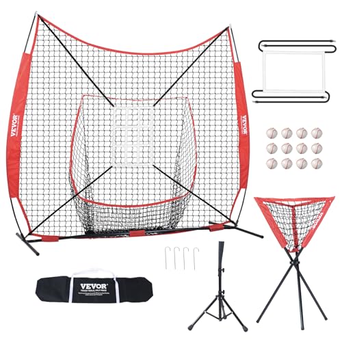 VEVOR 244 x 106 x 211 cm Baseball-Softball-Übungsnetz, Tragbares Baseball-Trainingsnetz zum...