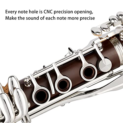 image for Eastrock Bb Flat Clarinet With 17 Nickel Keys - Beginner Student Clari