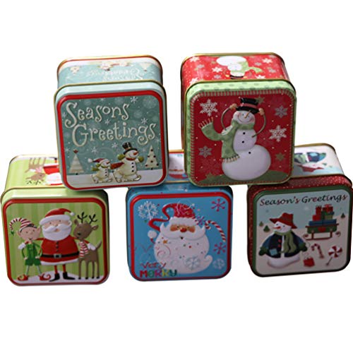 Soimiss Christmas Cookie Tins Christmas Tinplate Boxes Canister Empty Storage Jars Container Decorative Box For Holiday Candy Chocolate Party Favor Treats Biscuit Jewelry #TOP3