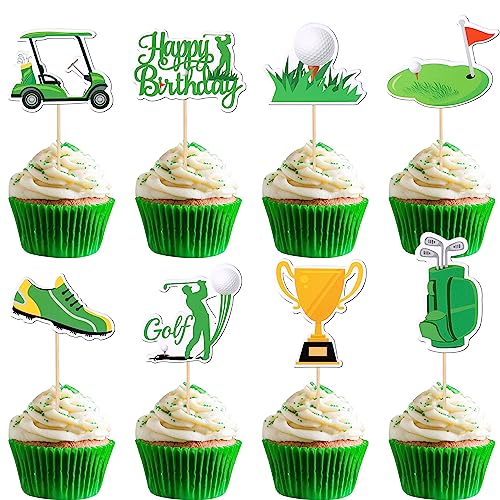 32 PCS Golf Cupcake Toppers Trophy Lawn Golf Shoes Bag