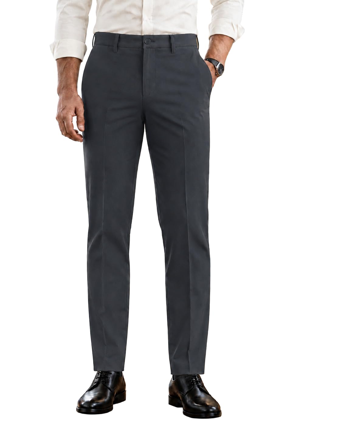 saintx Men's Premium 4-Way Stretchable Formal Pants | Stylish Slim Fit Multi-Purpose Trousers | Business Casual Office/Anytime Wear | Ultra Soft Feather Touch Chinos | Athleisure Sunscreen Fabric-picture-25
