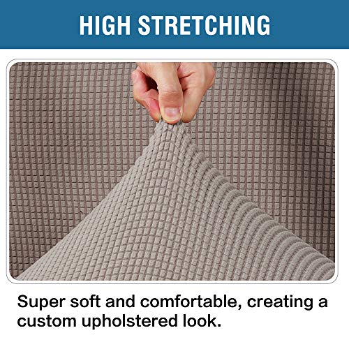 Image of H.VERSAILTEX Ottoman and Sofa Seat Cushion Combined Cover Slipcover Rectangle Sofa Slipcover Fit Length 56'-75' Suitable for L Shaped Seat Cushion Cover or Chaise Part Cover Stretch Thick Soft - Taupe