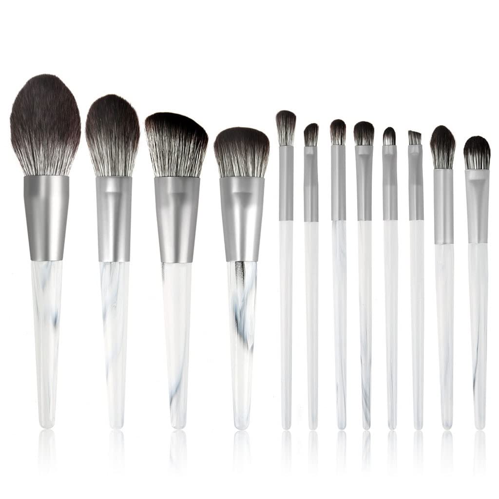 12 Ensemble de pinceaux de Maquillage Ensemble Complet de Pinceau à Poudre en Vrac Pinceau de Fond de Teint Plat Ensemble d'ombre à paupières Pinceau Outils de beauté