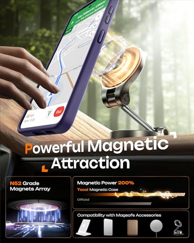 Image of TOCOL for Samsung Galaxy S26 Case, Compatible with Magsafe, Full Camera Protection, Built-in Magnetic Ring, Drop Protection, Translucent Matte Phone Case for S26 6.3 inch (Midnight Purple)