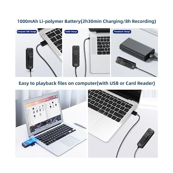 L7 HD 1080P Body Worn Camera，OTG Function, 256GB Memory, Motion Detection, Infrared Night Vision, Loop Recording, Automatic Save, 8-10 Hour Recording,Law Enforcement Investigation, Meeting - Image 6