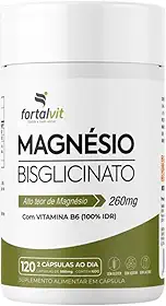 Magnésio Bisglicinato Longa Duração: 2 Meses de Uso, 260mg Magnésio + Vitamina B6, 120 Cápsulas, Fortalvit