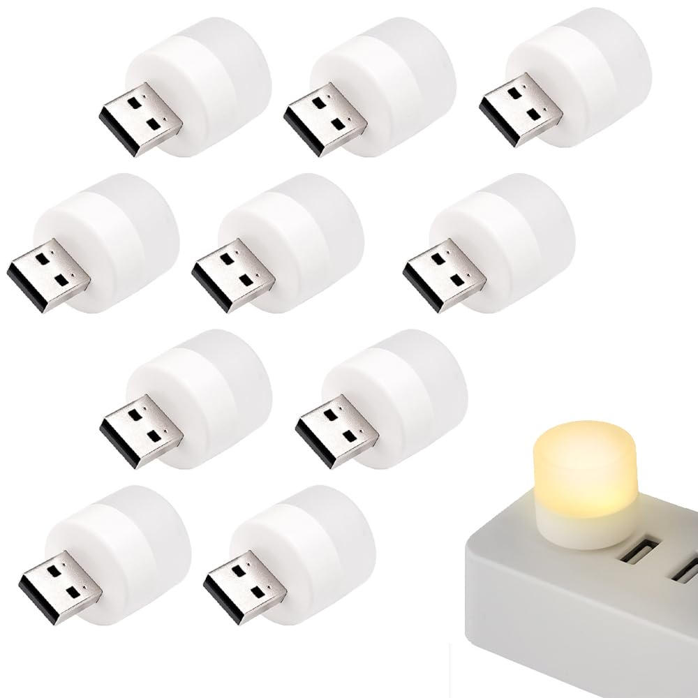 HVZUM 10PCS Night Light LED Mini Light Bulb Plug in Night Light Small Night Lights Warm White USB